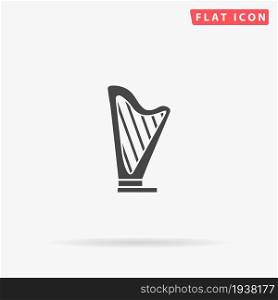 Harp flat vector icon. Glyph style sign. Simple hand drawn illustrations symbol for concept infographics, designs projects, UI and UX, website or mobile application.. Harp flat vector icon