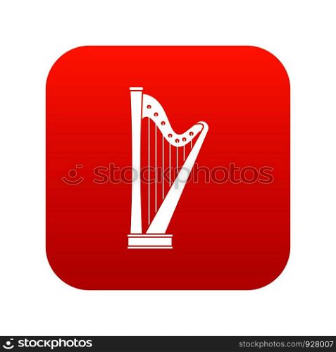Harp icon digital red for any design isolated on white vector illustration. Harp icon digital red