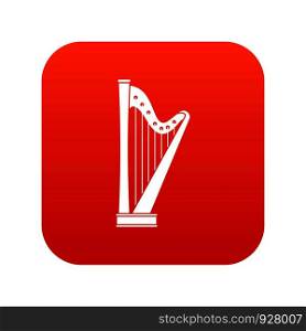 Harp icon digital red for any design isolated on white vector illustration. Harp icon digital red