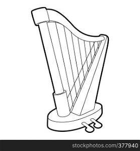 Harp icon. Outline isometric illustration of harp vector icon for web. Harp icon, outline isometric style