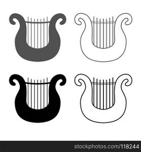 Harp icon set grey black color illustration flat style simple image