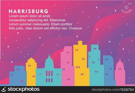 Harrisburg Pennsylvania City Building Cityscape Skyline Dynamic Background Illustration