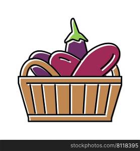 harvest eggplant color icon vector. harvest eggplant sign. isolated symbol illustration. harvest eggplant color icon vector illustration