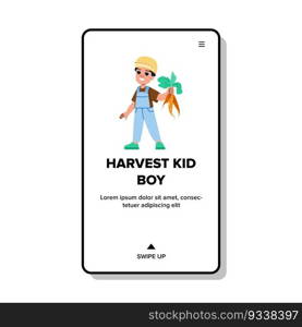 harvest kid boy vector. farmer farm, nature agriculture, child cute, childhood children, farming s harvest kid boy web flat cartoon illustration. harvest kid boy vector