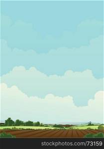 Harvest Landscape. Illustration of a rural landscape with agriculture fields