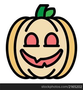 Harvest pumpkin icon. Outline harvest pumpkin vector icon color flat isolated. Harvest pumpkin icon color outline vector