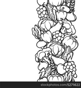 Harvest seamless pattern. Autumn illustration with seasonal fruits and vegetables. Harvest seamless pattern. Autumn illustration with seasonal fruits and vegetables.