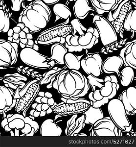 Harvest seamless pattern. Autumn illustration with seasonal fruits and vegetables. Harvest seamless pattern. Autumn illustration with seasonal fruits and vegetables.