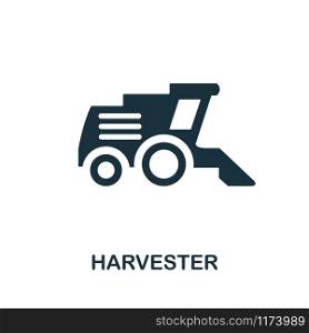Harvester vector icon illustration. Creative sign from farm icons collection. Filled flat Harvester icon for computer and mobile. Symbol, logo vector graphics.. Harvester vector icon symbol. Creative sign from farm icons collection. Filled flat Harvester icon for computer and mobile