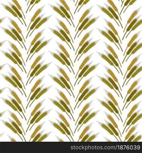 Harvesting and agriculture, ripe wheat spikelets seamless pattern. Farming and caring for crops, rural organic ingredients, production in farm. Healthy dieting and nutrition, vector in flat style. Wheat spikelets in rows, agriculture and harvesting seamless pattern