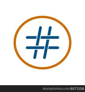 Hash tag icon vector logo design template flat style illustration