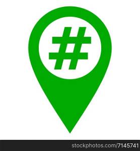 Hashtag and location pin