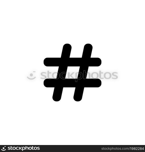 Hashtag. Flat Vector Icon. Simple black symbol on white background. Hashtag Flat Vector Icon