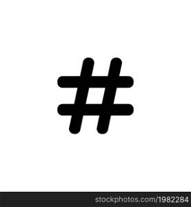 Hashtag. Flat Vector Icon. Simple black symbol on white background. Hashtag Flat Vector Icon