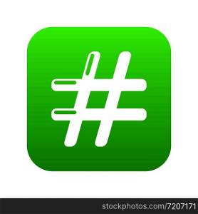 Hashtag icon green vector isolated on white background. Hashtag icon green vector