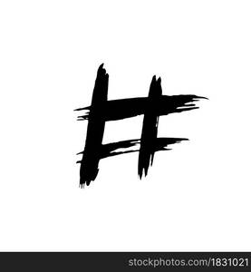 Hashtag icon. Hand drawing paint, brush drawing. Isolated on a white background. Doodle grunge style icon. Decorative. Outline, line icon, cartoon illustration (2). Doodle grunge style icon. Decorative element. Outline, cartoon line icon