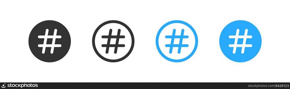 Hashtag icon on light background. Communication symbol. Blogging, popularity, follow, marketing, social media, mobile. Outline, flat and colored style. Flat design. Vector illustration. Hashtag icon on light background. Communication symbol. Blogging, popularity, follow, marketing, social media, mobile. Outline, flat and colored style. Flat design. Vector illustration.