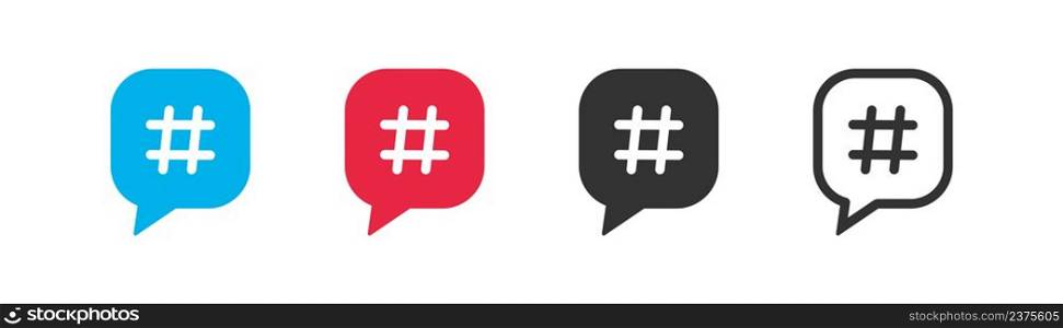 Hashtag icon set. Social media concept illustration symbol. Sign blogging vector desing.