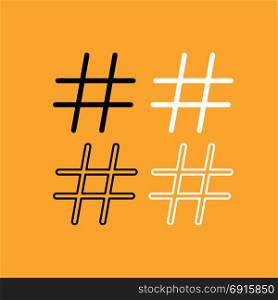 Hashtag set black and white icon .