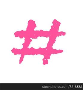 Hashtag, vector neon pink tag icon on white background. Hand Drawn ink vector illustration. Hashtag, vector neon pink tag icon on white background. Hand Drawn ink vector illustration.