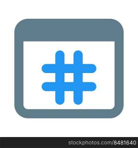 Hashtag widely used and on a web browser