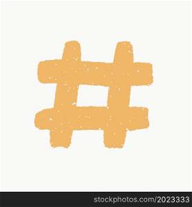 Hashtag, yellow ink painted tag icons on white background. Hand Drawn vector illustration. Hashtag, yellow ink painted tag icons on white background. Hand Drawn vector illustration.
