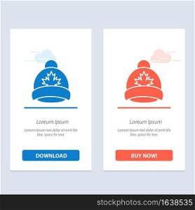 Hat, Cap, Leaf, Canada  Blue and Red Download and Buy Now web Widget Card Template