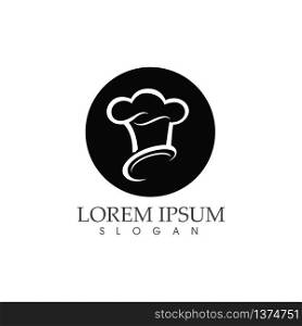 Hat chef food logo template vector