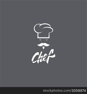 Hat chef logo template and Mustache vector icon illustration