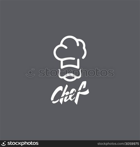 Hat chef logo template and Mustache vector icon illustration