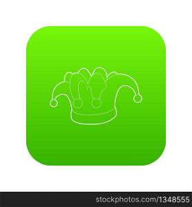 Hat clown icon green vector isolated on white background. Hat clown icon green vector