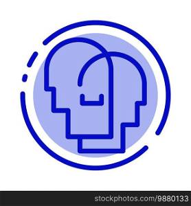 Hat, Human, Empathy, Feelings Blue Dotted Line Line Icon