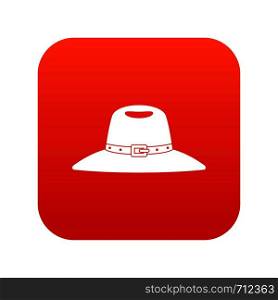 Hat icon digital red for any design isolated on white vector illustration. Hat icon digital red