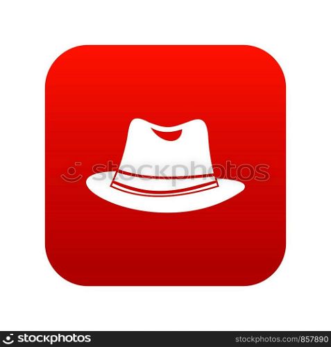 Hat icon digital red for any design isolated on white vector illustration. Hat icon digital red