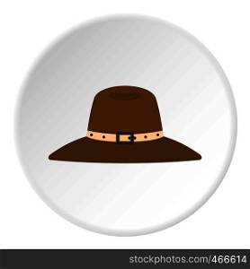Hat icon in flat circle isolated on white background vector illustration for web. Hat icon circle
