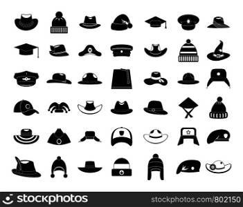 Hat icon set. Simple set of hat vector icons for web design isolated on white background. Hat icon set, simple style