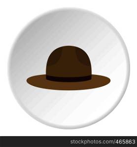 Hat of ficer of the canadian equestrian cavalry icon in flat circle isolated on white vector illustration for web. Hat officer of canadian equestrian cavalry icon