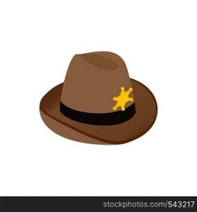Hat sheriff icon in isometric 3d style isolated on white background. Police and security symbol . Hat sheriff icon, isometric 3d style