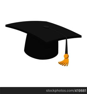 Hat teacher cartoon icon isolated on a white background. Hat teacher cartoon icon