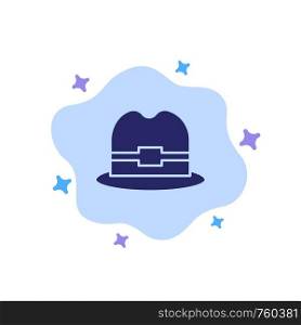 Hat, Tourism, Man Blue Icon on Abstract Cloud Background