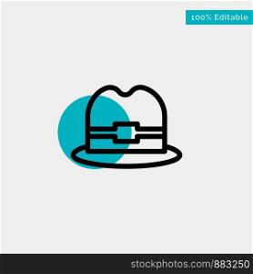 Hat, Tourism, Man turquoise highlight circle point Vector icon