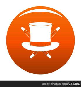 Hat with a stick icon. Simple illustration of hat with a stick vector icon for any design orange. Hat with a stick icon vector orange