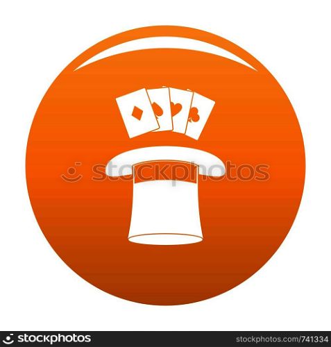 Hat with card icon. Simple illustration of hat with card vector icon for any design orange. Hat with card icon vector orange