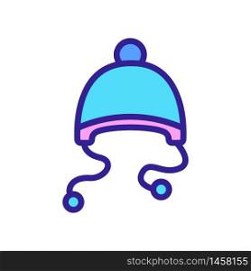 hat with earflaps with ropes pompons icon vector. hat with earflaps with ropes pompons sign. color symbol illustration. hat with earflaps with ropes pompons icon vector outline illustration