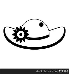 Hat with flower icon. Simple illustration of hat with flower vector icon for web. Hat with flower icon, simple style
