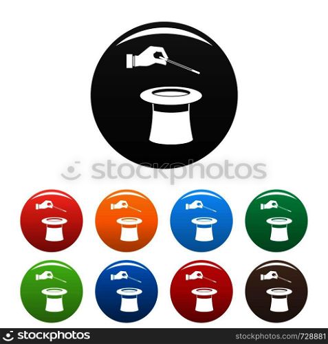 Hat with hand icon. Simple illustration of hat with hand vector icons set color isolated on white. Hat with hand icons set color vector