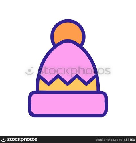 hat with pompom and pattern icon vector. hat with pompom and pattern sign. color symbol illustration. hat with pompom and pattern icon vector outline illustration
