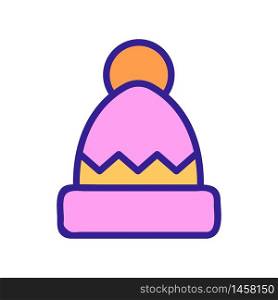 hat with pompom and pattern icon vector. hat with pompom and pattern sign. color symbol illustration. hat with pompom and pattern icon vector outline illustration