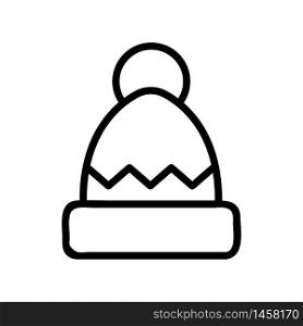 hat with pompom and pattern icon vector. hat with pompom and pattern sign. isolated contour symbol illustration. hat with pompom and pattern icon vector outline illustration