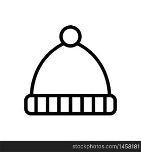 hat with pompom with horizontal lapel stripes icon vector. hat with pompom with horizontal lapel stripes sign. isolated contour symbol illustration. hat with pompom with horizontal lapel stripes icon vector outline illustration
